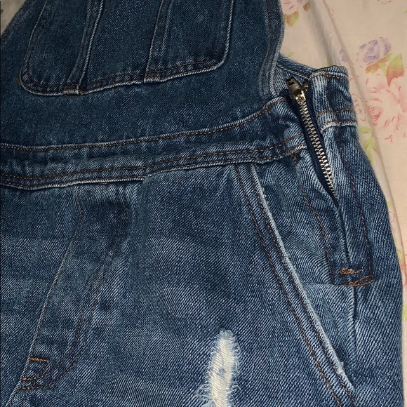 Denim blue jean overalls shorts - Picture 2 of 4